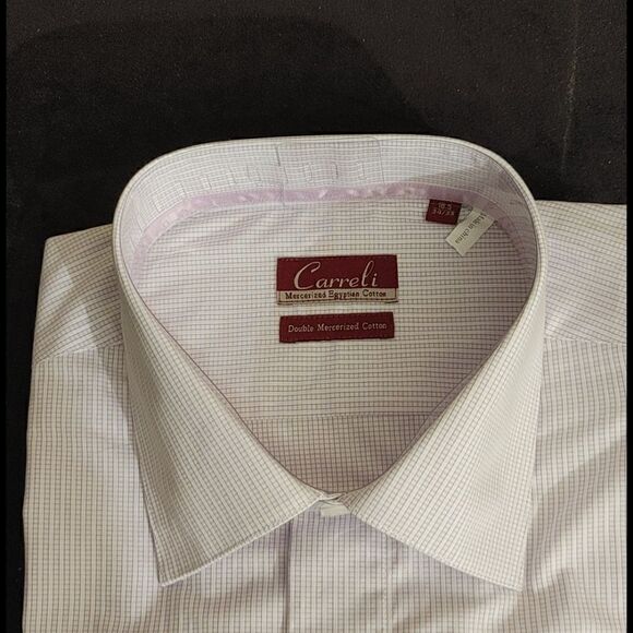 MEN'S CARRELI WHITE, SILVER, MAUVE SQUARE DRESS SH - Picture 3 of 4